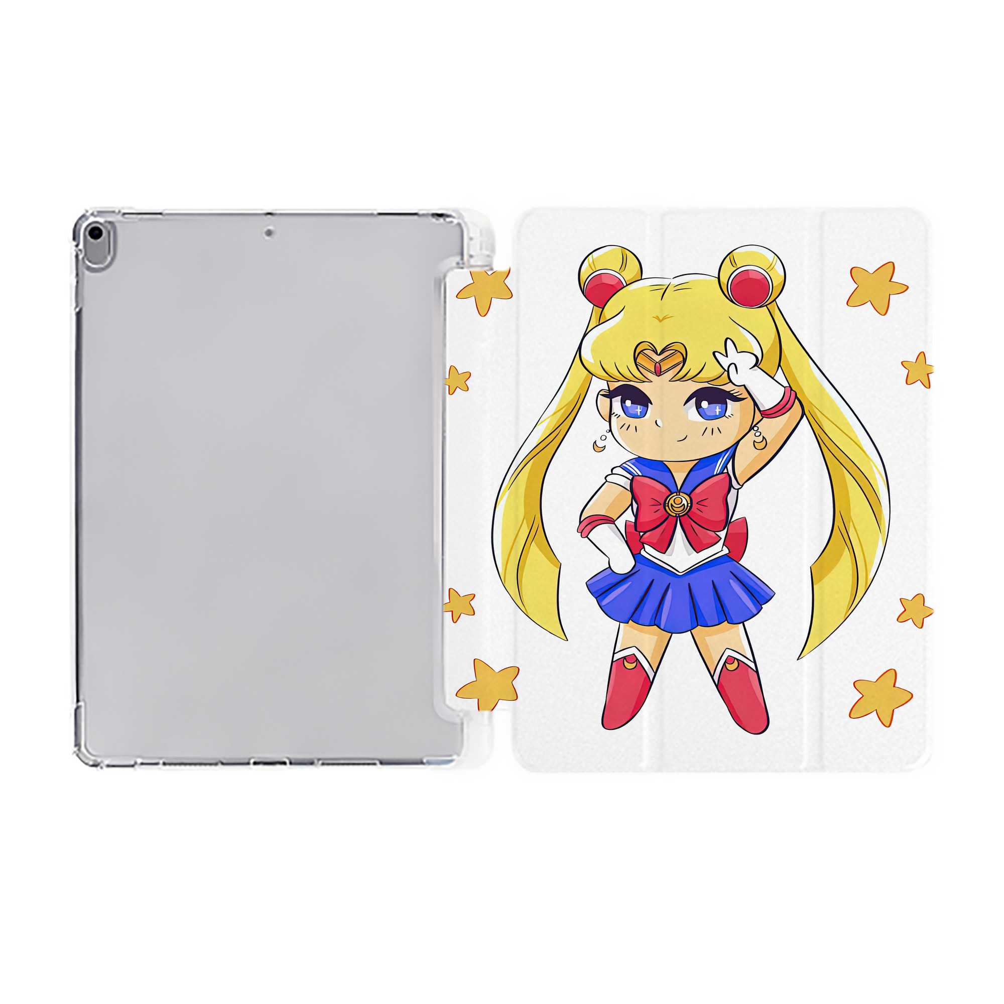 （画像用） 美少女戦士セーラームーン 月野 うさぎ つきの うさぎ Sailor Moon Tsukino Usagi IPad ケース ペン収納付き 三つ折りスタンド PUレザー×シリコン 対応機種9.5/10.5/10.9インチ